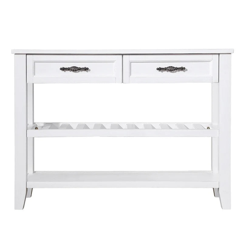 Table de canapé en bois 42 pouces avec 2 tiroirs de rangement et 2 étagères