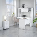 Bureau en L avec huche et tiroirs
