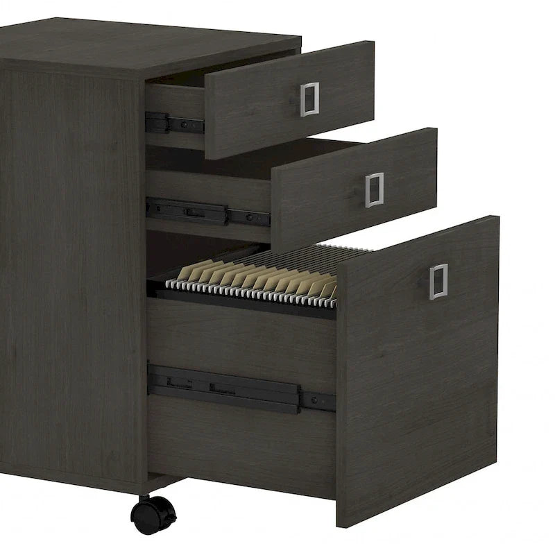 Bureau en L avec huche et tiroirs