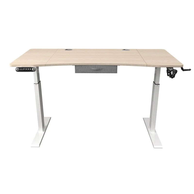 Bureau assis-debout réglable en chêne, bois blanc et métal