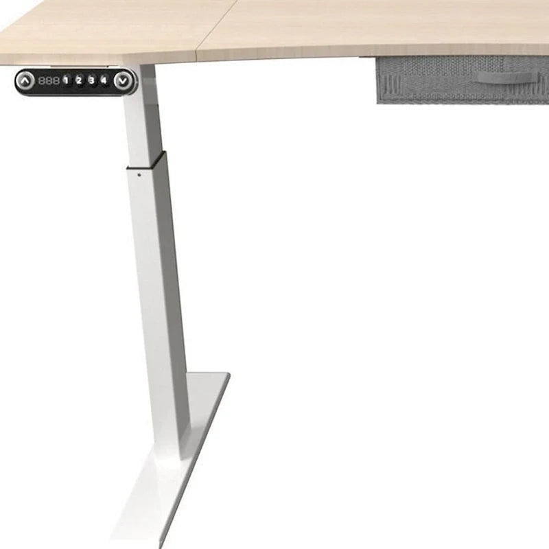 Bureau assis-debout réglable en chêne, bois blanc et métal