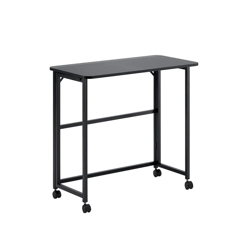 Bureau pliant minimaliste avec plateau monobloc et 4 roulettes pour bureaux à domicile, chambres ou dortoirs