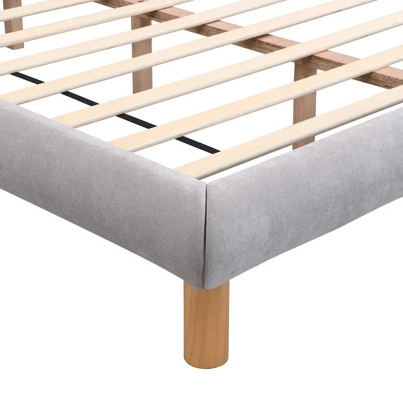 Lit plateforme rembourré Queen Size, cadre de lit capitonné moderne avec tête de lit en forme de biscuit pour chambre d'amis et chambre à coucher