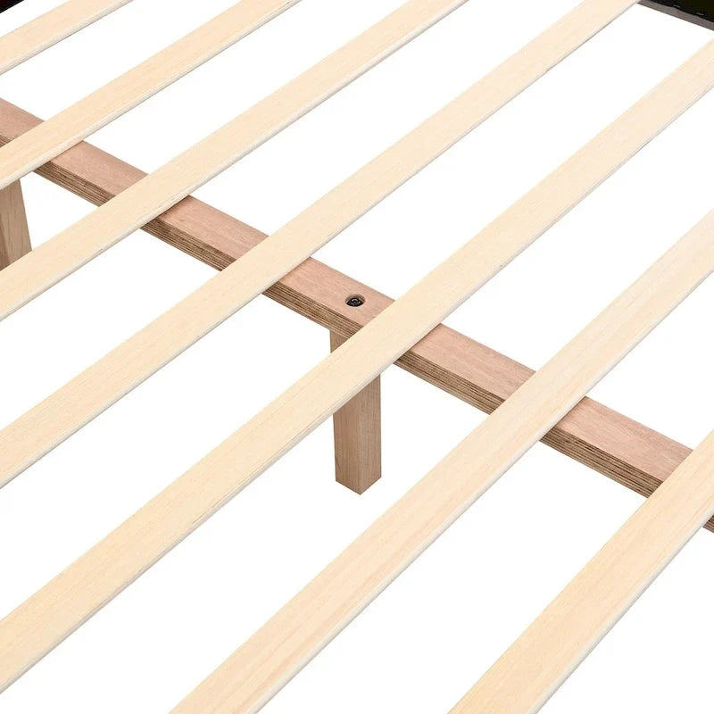 Lit plateforme rembourré Queen Size, cadre de lit capitonné moderne avec tête de lit en forme de biscuit pour chambre d'amis et chambre à coucher