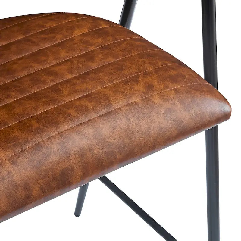 26 tabourets de comptoir rembourrés en polyuréthane, lot de 2 chaises de bar avec structure en fer, dossier, repose-pieds et accoudoirs, marron