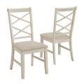 Ensemble de 2 chaises de salle à manger en bois avec dossier en croix et tissu couleur sable