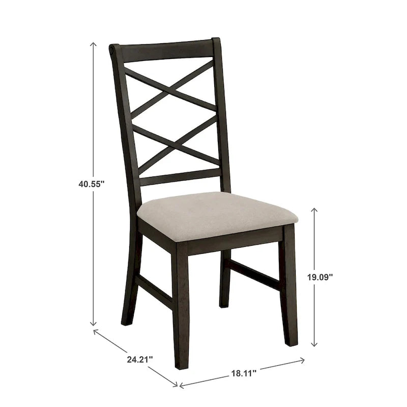 Ensemble de 2 chaises de salle à manger en bois avec dossier en croix et tissu couleur sable
