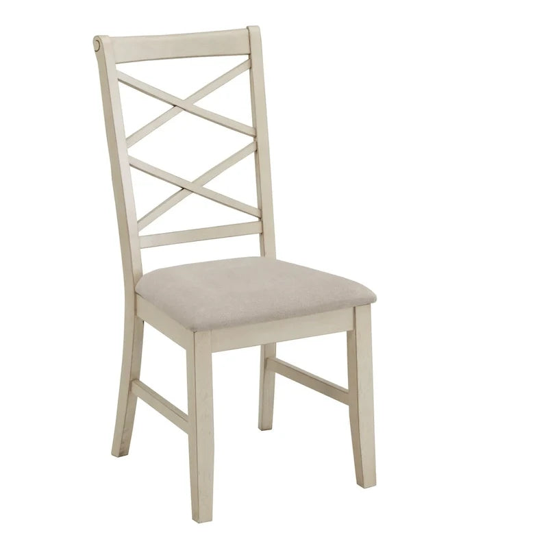 Ensemble de 2 chaises de salle à manger en bois avec dossier en croix et tissu couleur sable