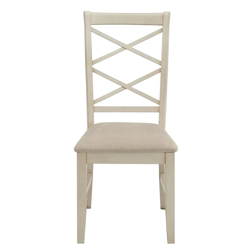 Ensemble de 2 chaises de salle à manger en bois avec dossier en croix et tissu couleur sable