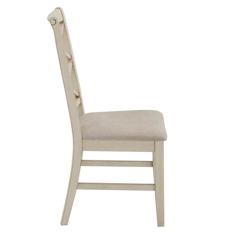 Ensemble de 2 chaises de salle à manger en bois avec dossier en croix et tissu couleur sable