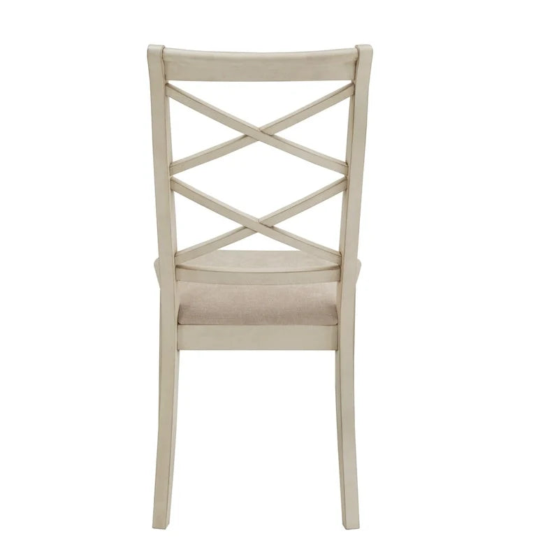 Ensemble de 2 chaises de salle à manger en bois avec dossier en croix et tissu couleur sable