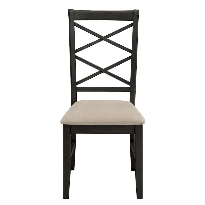 Ensemble de 2 chaises de salle à manger en bois avec dossier en croix et tissu couleur sable