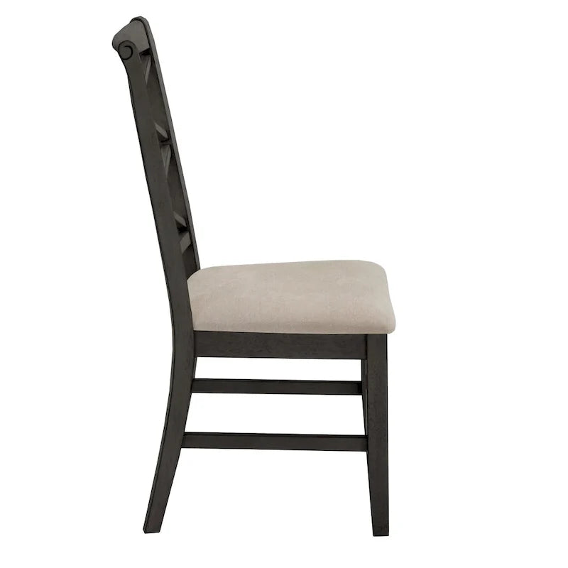 Ensemble de 2 chaises de salle à manger en bois avec dossier en croix et tissu couleur sable