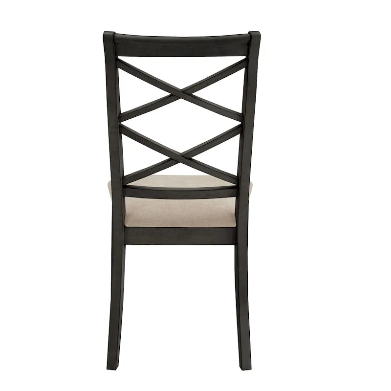 Ensemble de 2 chaises de salle à manger en bois avec dossier en croix et tissu couleur sable