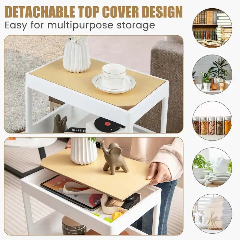 Lot de 2 dessertes roulantes à 4 niveaux avec roulettes – 40,6 x 26,7 x 83,8 cm (L x l x H)