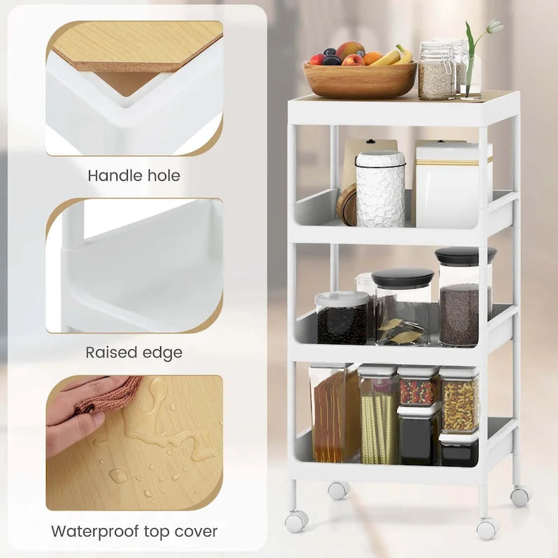Lot de 2 dessertes roulantes à 4 niveaux avec roulettes – 40,6 x 26,7 x 83,8 cm (L x l x H)