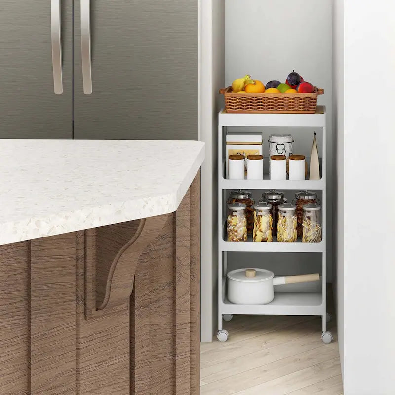 Lot de 2 dessertes roulantes à 4 niveaux avec roulettes – 40,6 x 26,7 x 83,8 cm (L x l x H)