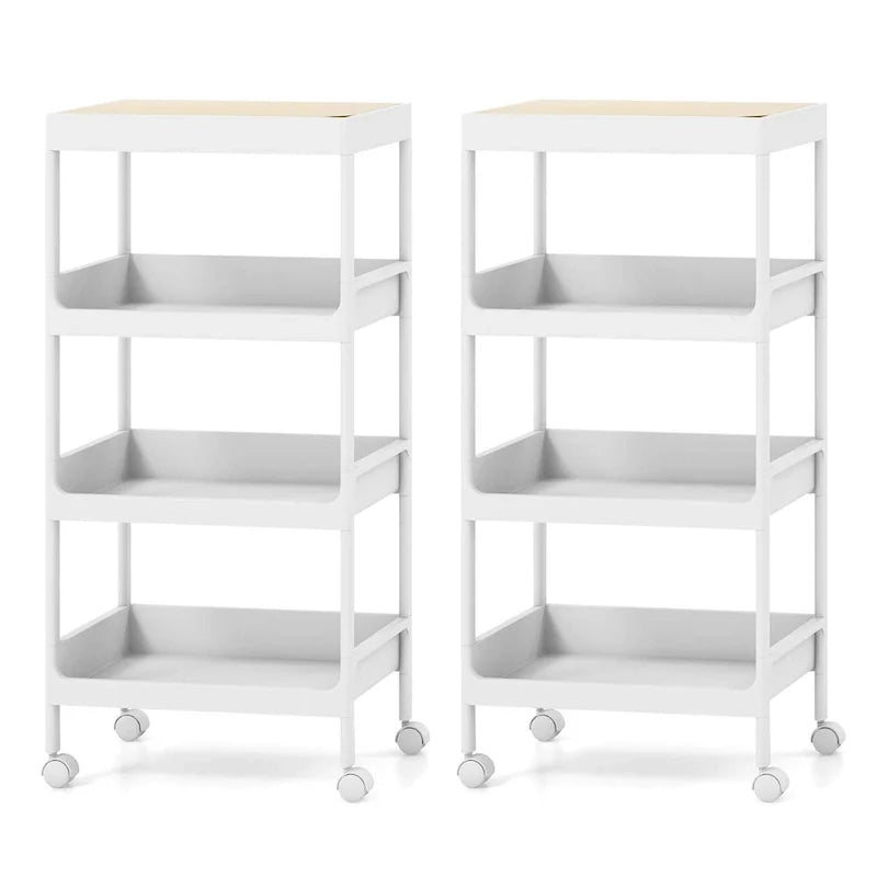Lot de 2 dessertes roulantes à 4 niveaux avec roulettes – 40,6 x 26,7 x 83,8 cm (L x l x H)