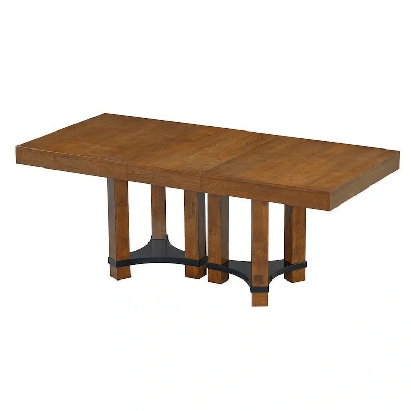 Ensemble de salle à manger rustique 7 pièces avec table extensible et 6 chaises