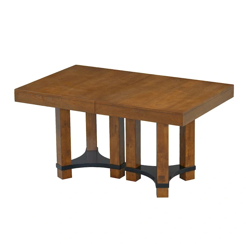 Ensemble de salle à manger rustique 7 pièces avec table extensible et 6 chaises
