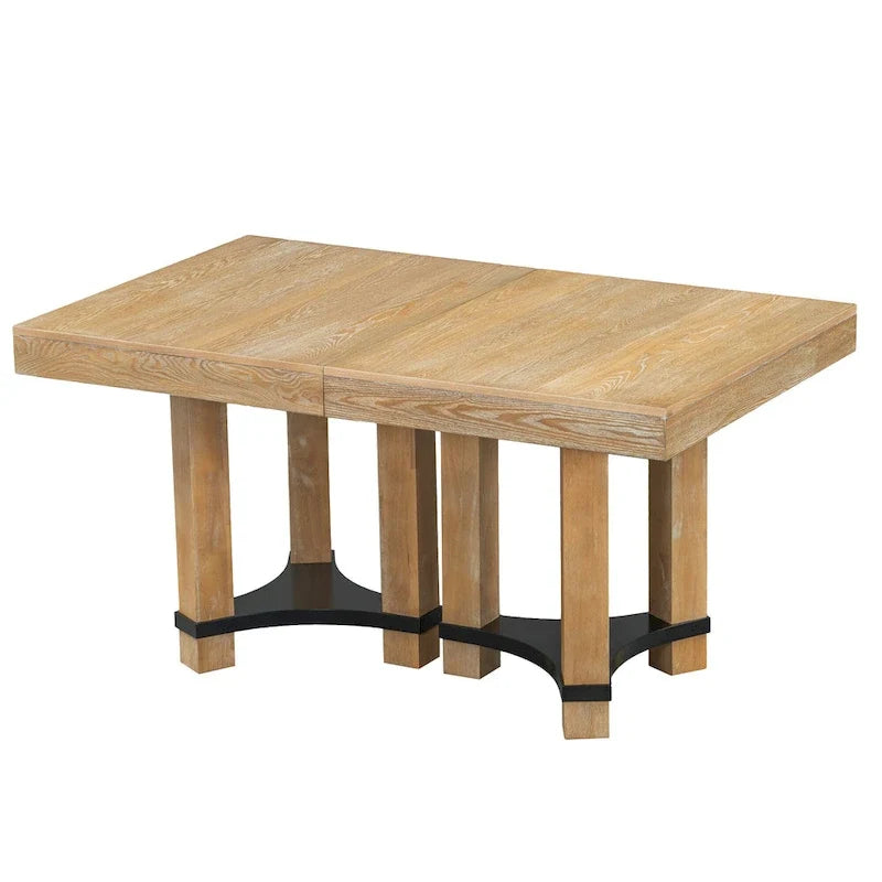 Ensemble de salle à manger rustique 7 pièces avec table extensible et 6 chaises