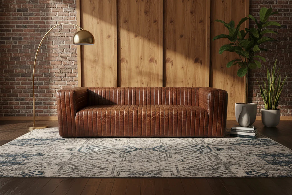 Canapé moderne en cuir avec piqûres de canal