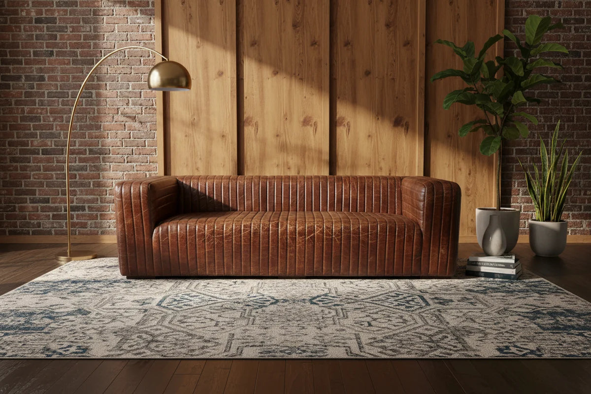 Canapé moderne en cuir avec piqûres de canal