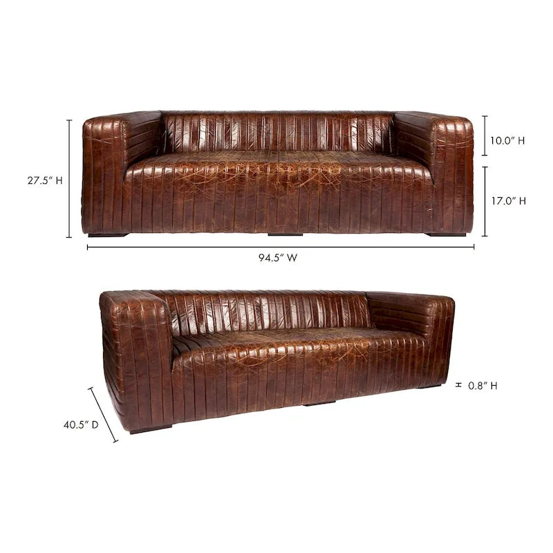 Canapé moderne en cuir avec piqûres de canal