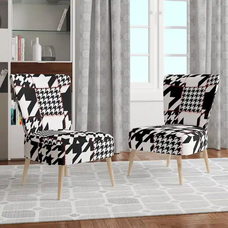 Fauteuil d'appoint du milieu du siècle en tissu pied-de-poule classique
