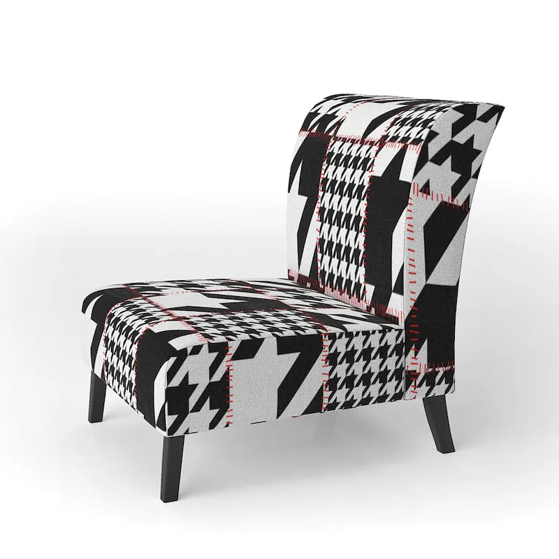 Fauteuil d'appoint du milieu du siècle en tissu pied-de-poule classique