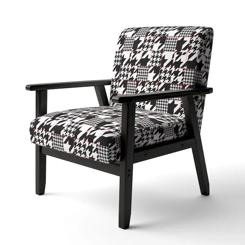 Fauteuil d'appoint du milieu du siècle en tissu pied-de-poule classique