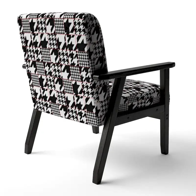 Fauteuil d'appoint du milieu du siècle en tissu pied-de-poule classique