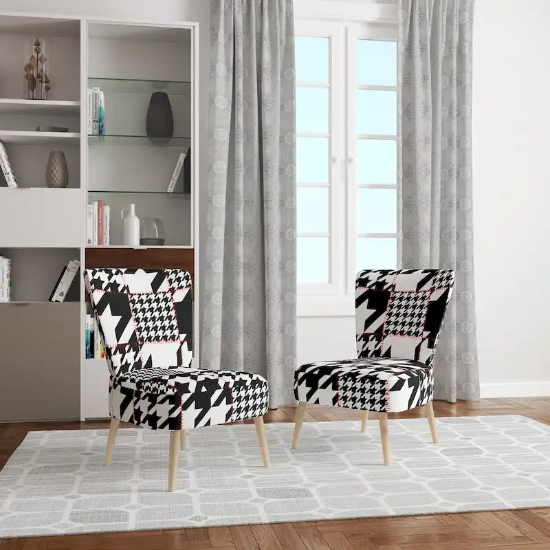 Fauteuil d'appoint du milieu du siècle en tissu pied-de-poule classique