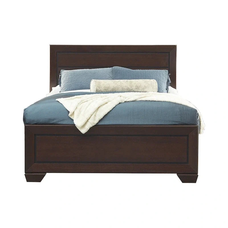 Chambre à coucher 2 pièces en panneau cacao foncé avec commode