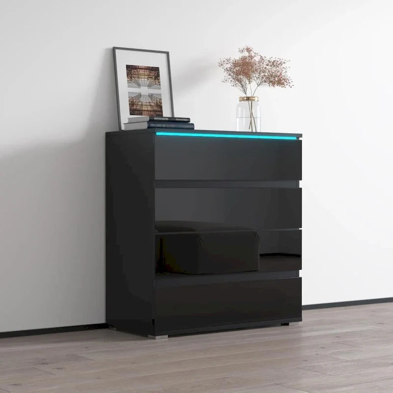 Commode moderne brillante avec éclairage LED