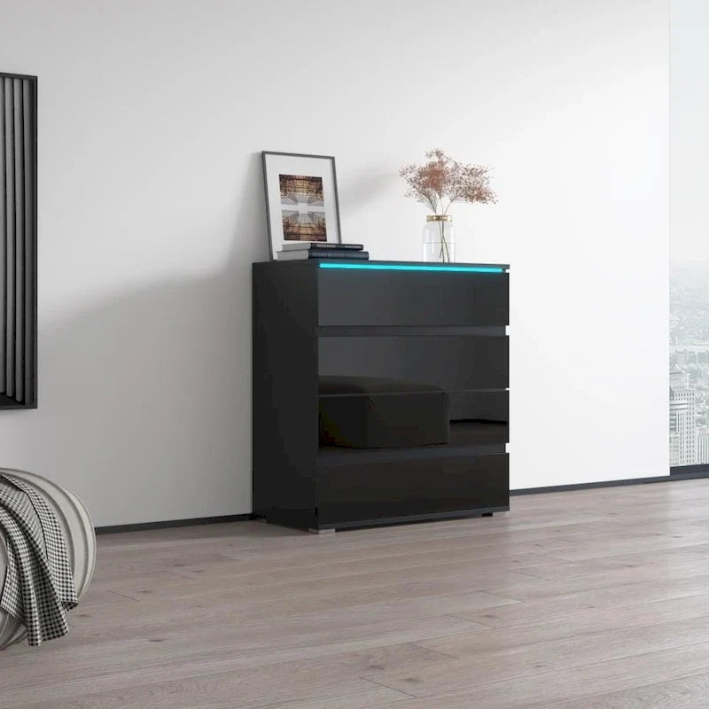 Commode moderne brillante avec éclairage LED
