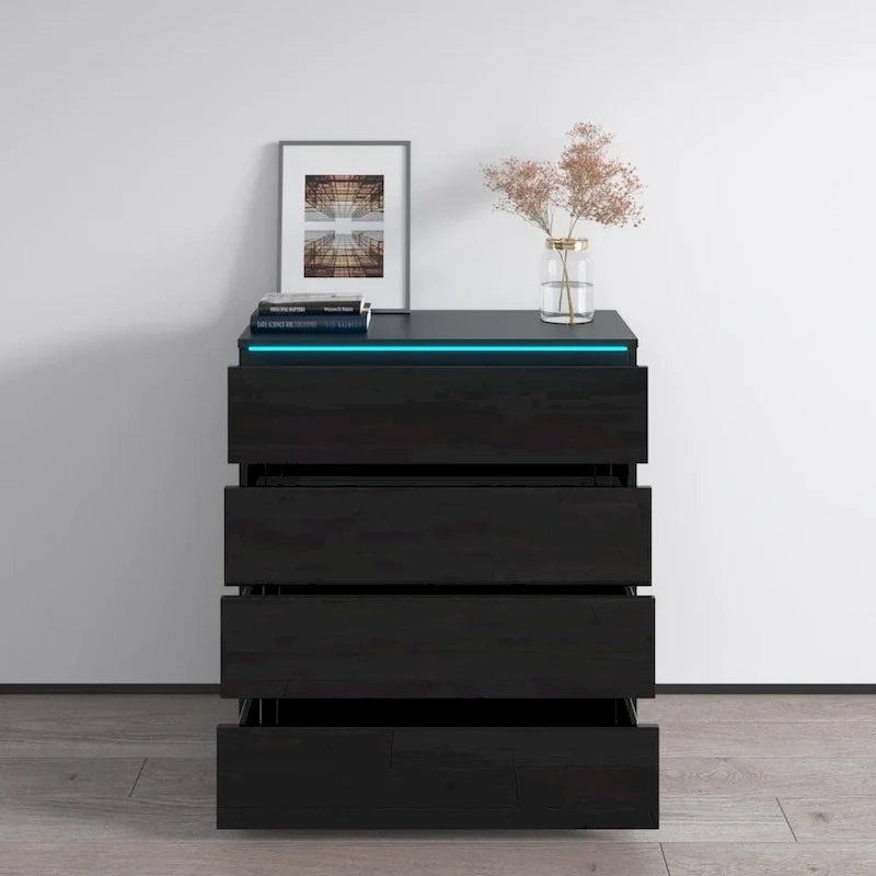 Commode moderne brillante avec éclairage LED