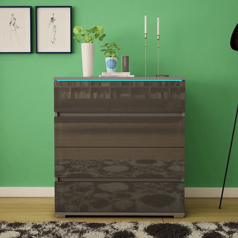 Commode moderne brillante avec éclairage LED