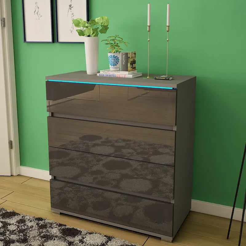 Commode moderne brillante avec éclairage LED