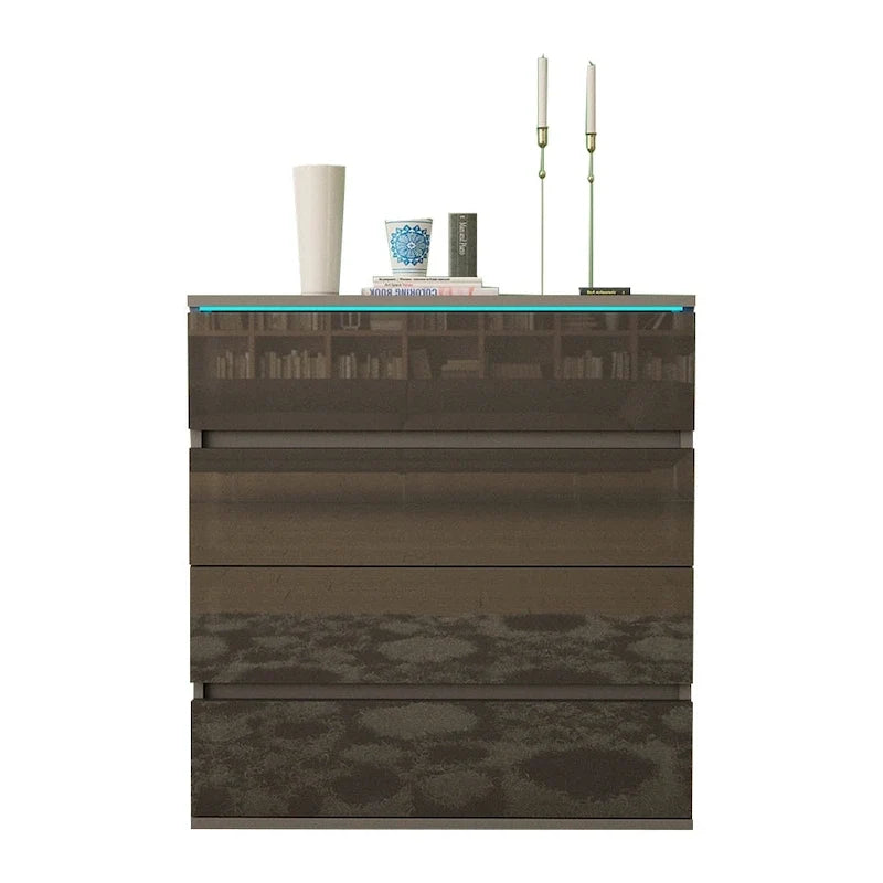 Commode moderne brillante avec éclairage LED