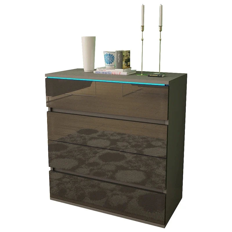 Commode moderne brillante avec éclairage LED