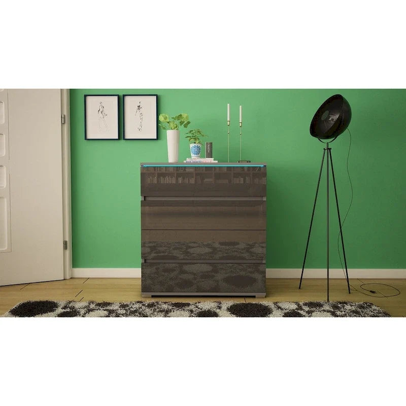 Commode moderne brillante avec éclairage LED