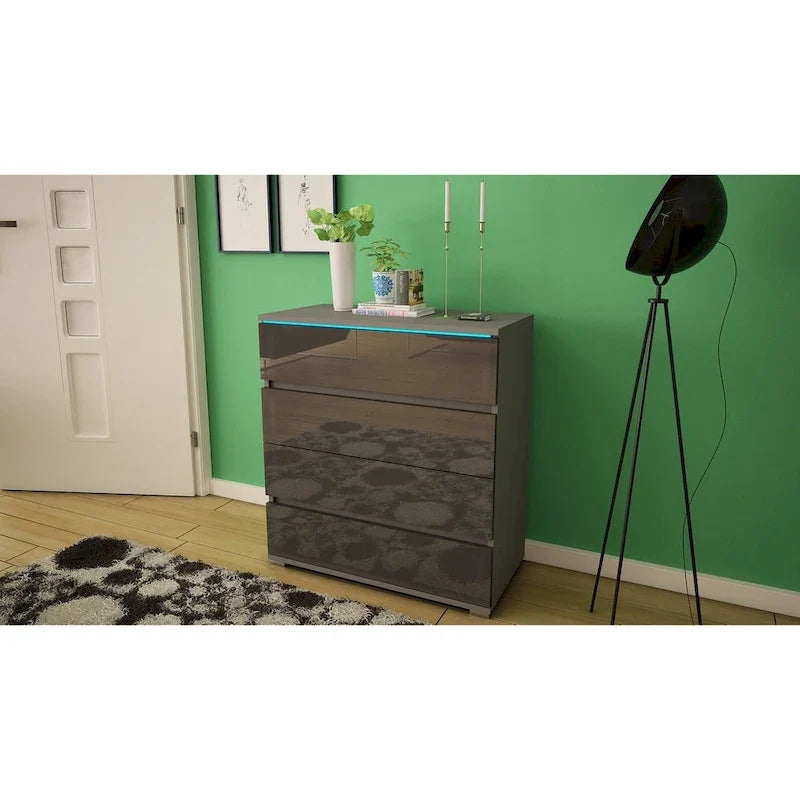 Commode moderne brillante avec éclairage LED