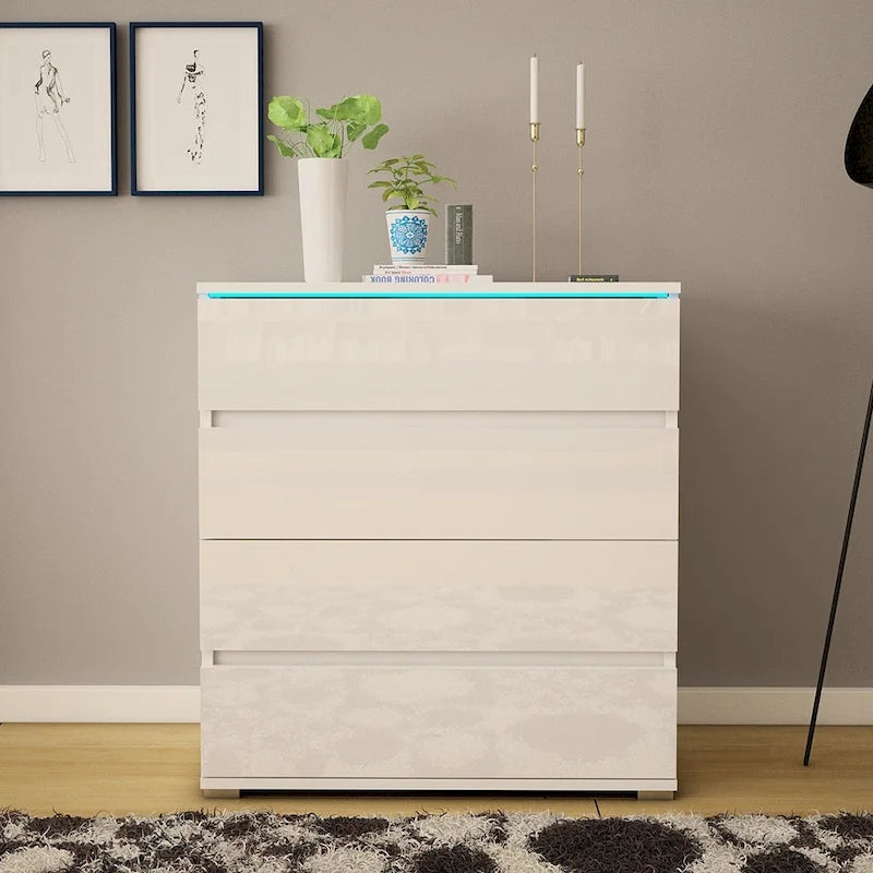 Commode moderne brillante avec éclairage LED