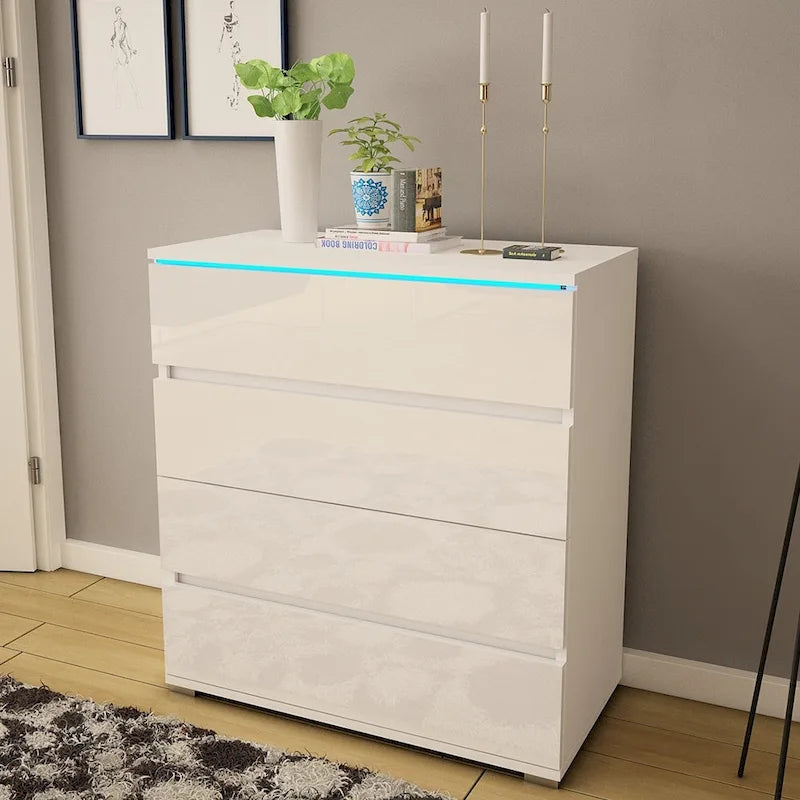 Commode moderne brillante avec éclairage LED