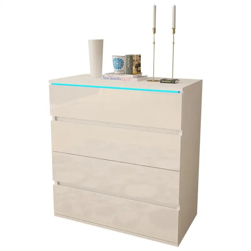Commode moderne brillante avec éclairage LED