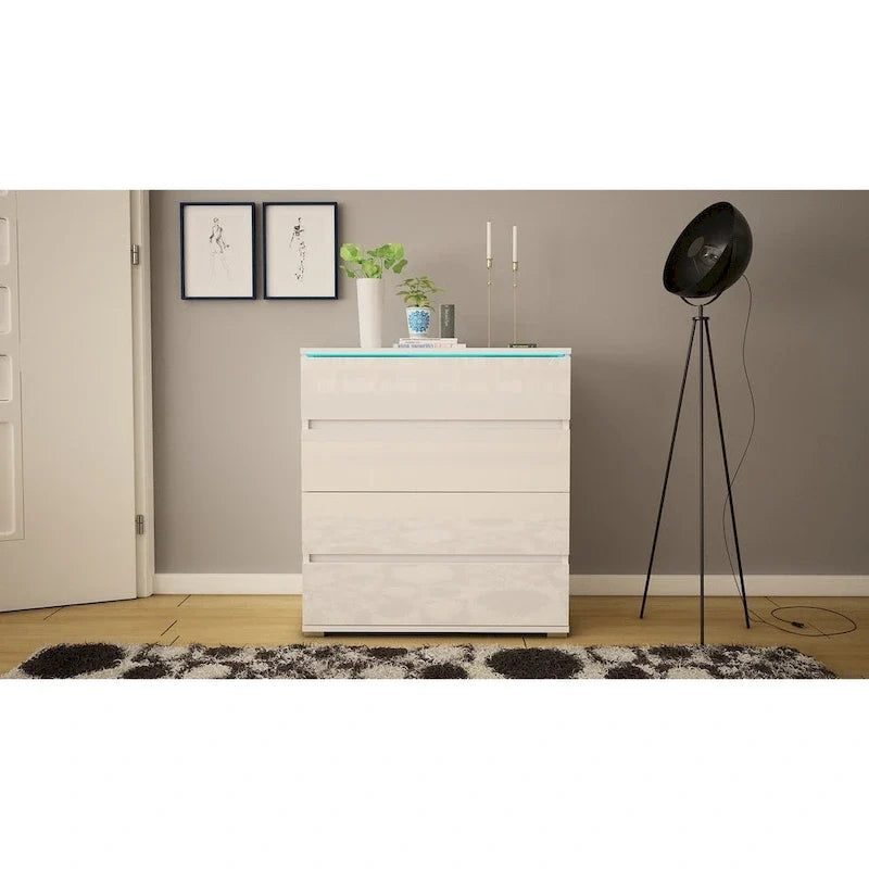 Commode moderne brillante avec éclairage LED