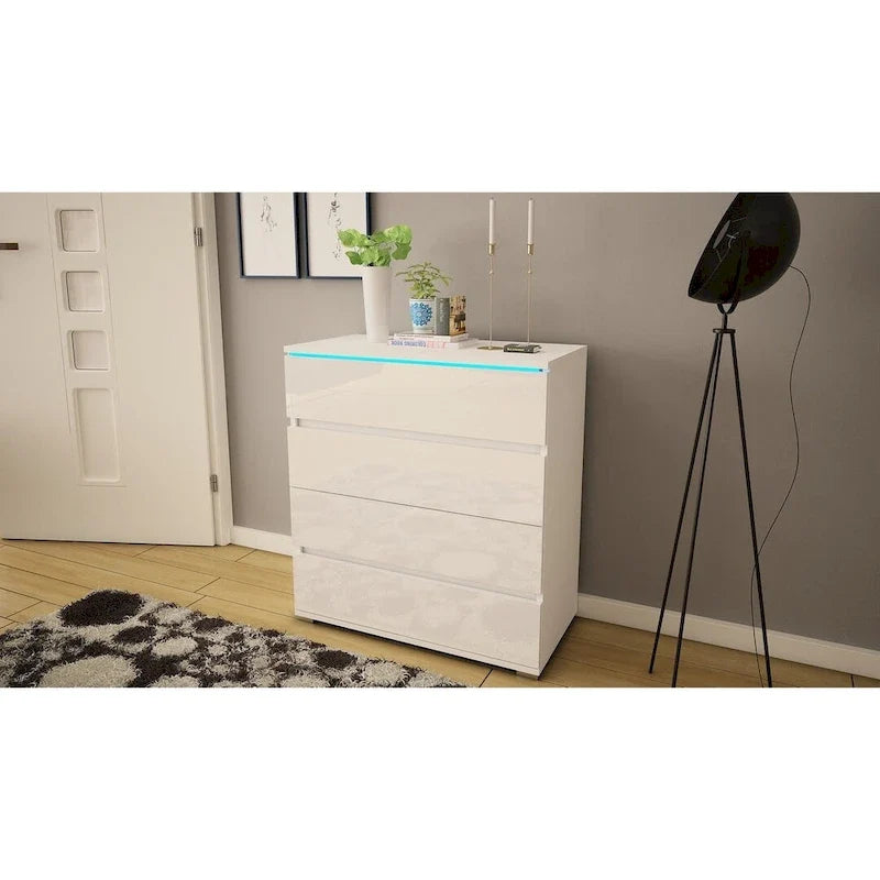 Commode moderne brillante avec éclairage LED
