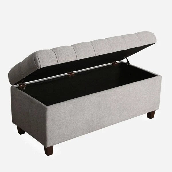 Banc de rangement capitonné Copper Grove Muir, frêne argenté
