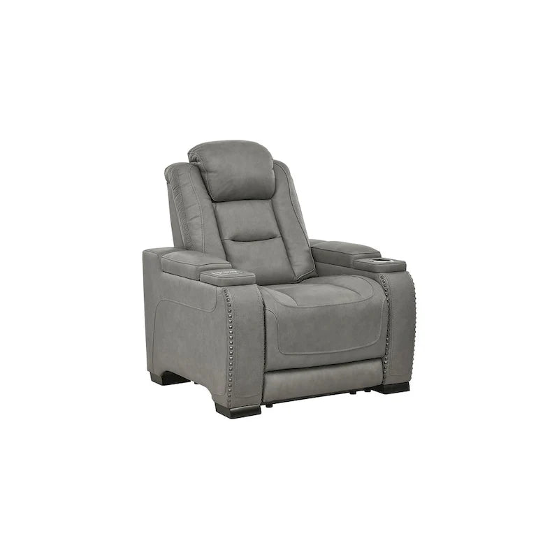 Fauteuil inclinable contemporain avec appui-tête réglable, gris tourterelle